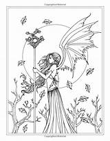 Coloring Pages Fantasy Fairies Adult Autumn Fairy Halloween Book Witches Vampires Color Sheets Printable Line Getcolorings Drawings Colorings Colour Witch sketch template