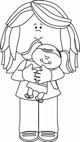 Clipart Holding Dolls Mycutegraphics Outline Colouring sketch template