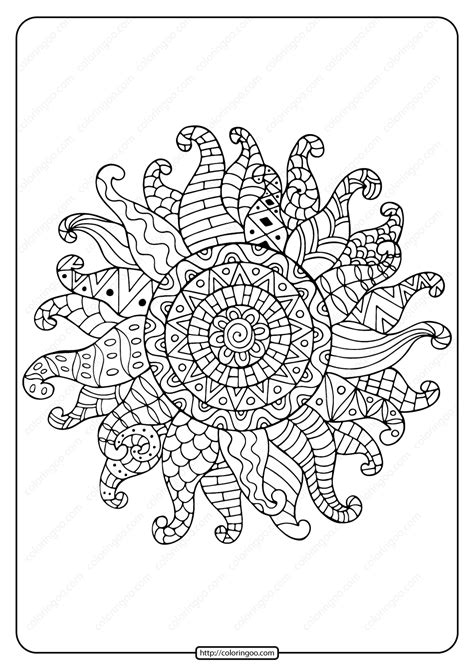 printable zentangle sun  coloring page