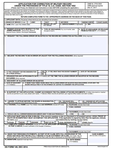 Download Fillable Dd Form 149