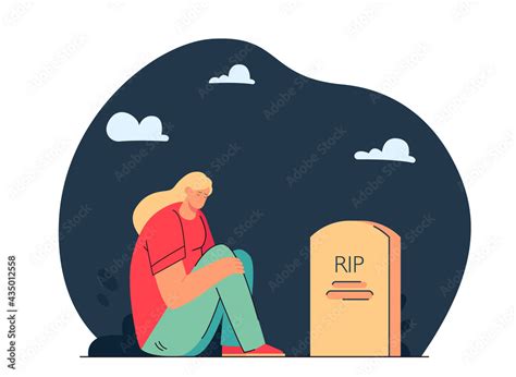vecteur stock girl mourning loss  loved  flat vector illustration