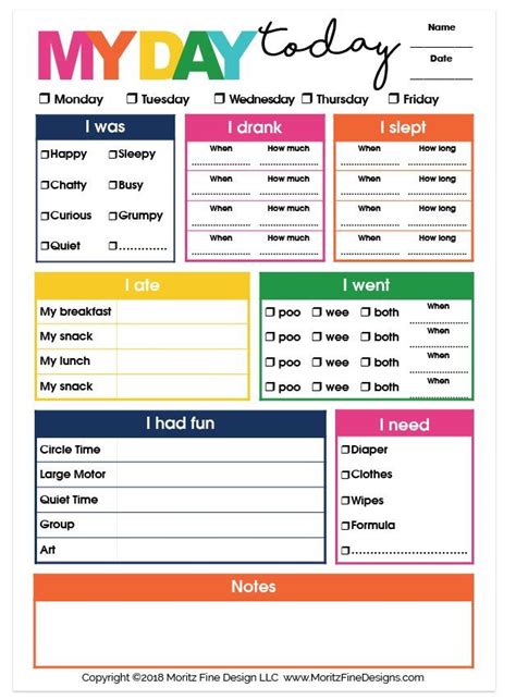 printable daycare daily sheets printable templates
