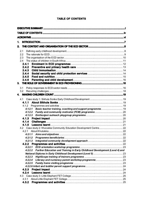 research paper executive summary  table  contents