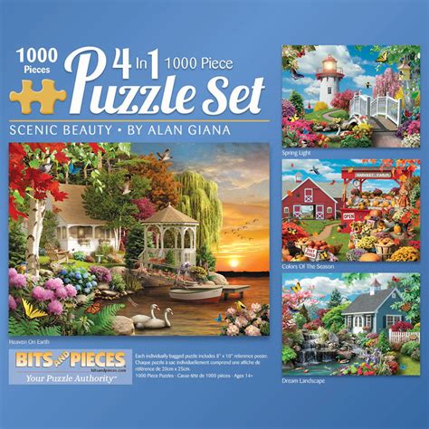 bits  pieces    multi pack set  piece jigsaw puzzle  adults scenic beauty