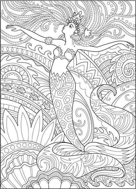 realistic mermaid coloring pages  adult md