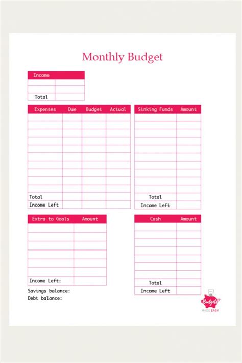 image  easy monthly budget template   budget