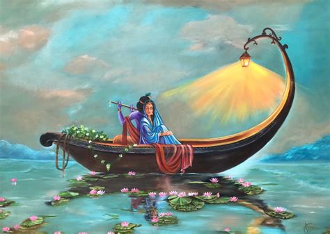 Buy Lord Krishna Oil Paint On Canvas Handmade Painting By