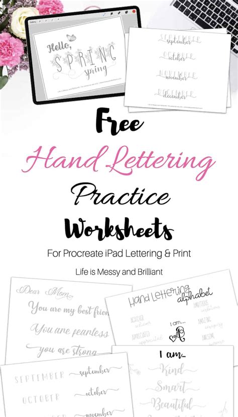 hand lettering practice sheets worksheets  ipad print