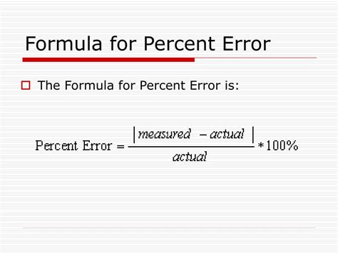 percent  error formula  percentage error formula  statistical analysis total