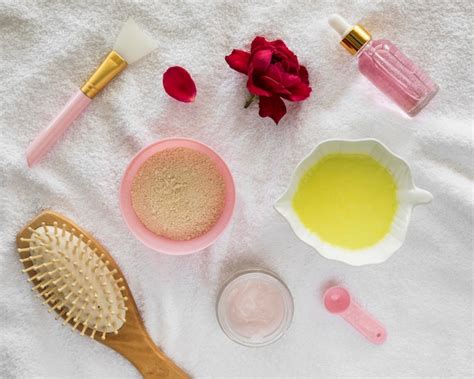 photo rose products  brush spa treatment concept