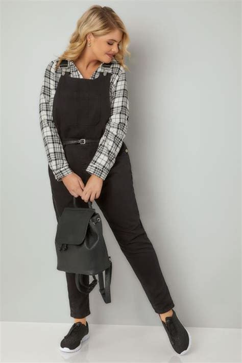 black denim dungarees with front pocket plus size 16 to 28