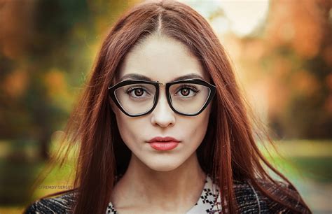 wallpaper face model depth of field long hair women with glasses