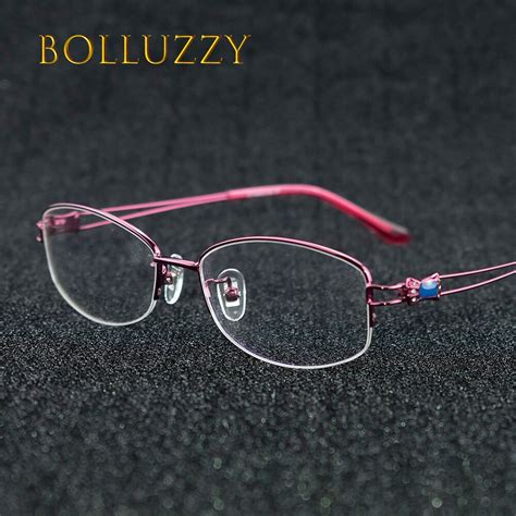 buy women degree eyeglasses frame half rim rhinestone