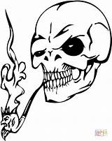 Skull Coloring Smoking Pages Evil Pipe Printable Skulls Tattoos Zombie Smoke Clipart Tattoo Drawing sketch template