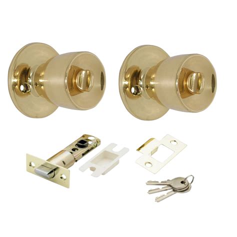 polished brass effect internal  lock door knob  set departments diy  bq