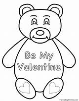 Coloring Teddy Valentine Valentines Bear Bears Print Happy sketch template