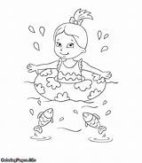 Coloring Swimming Girl Kids Sea Pages Fish Online Coloringpages Site Girls Posters Tutorial Name Buy Summer sketch template
