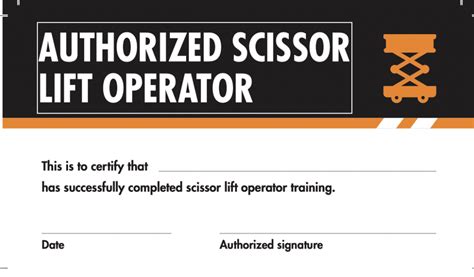 printable scissor lift certification card template