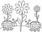 Coloring Pages Insect Flowers Printable Ladybugs Ladybug Kids Bugs Colour Book Pre Crafts School Para Lady Dibujos Printabel Cute sketch template