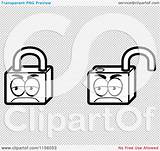 Coloring Padlocks Outlined Clipart Cartoon Vector Cory Thoman sketch template