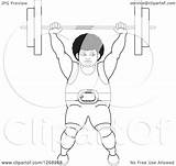 Outlined Lifting Bodybuilder Barbell Illustration Woman Over Royalty Clipart Head Her Vector Lal Perera sketch template