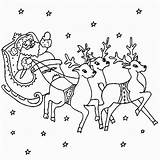Santa Reindeer Coloring Sleigh Pages Flying Claus Printable His Print Drawing Color Deer Xmas Pdf Book Clipart Clip Coloringhome Popular sketch template