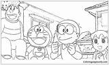 Doraemon Friends Pages His Coloring Cheerful Color Online sketch template
