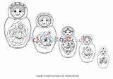 Russian Doll Matryoshka Coloring Colouring Dolls Nesting Template Activity Pages Russia Drawings Sketch Village Explore Designlooter sketch template