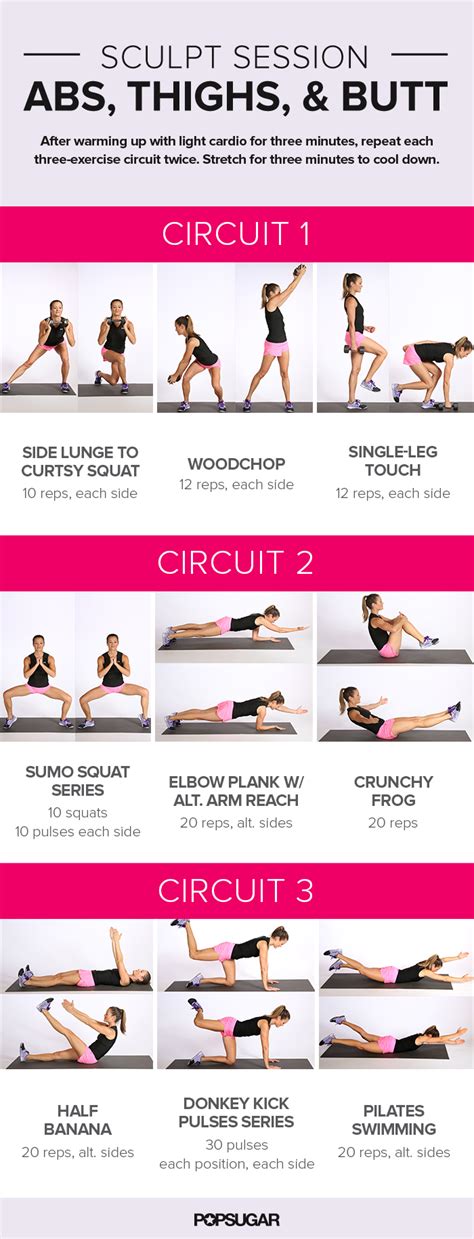 Printable Workout Abs Thighs And Butt Popsugar Fitness