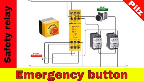 wiring safety relay pilz pnoz  emergency stop button youtube