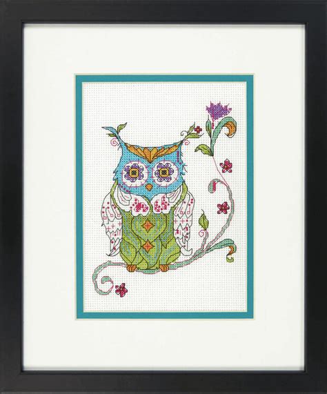 blooming owl cross stitch kit
