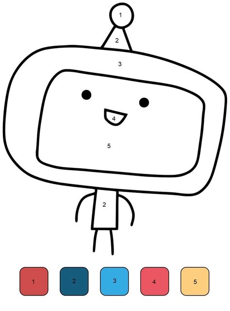 robot color  number coloring page  print  color
