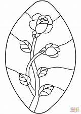 Stained Glass Coloring Rose Pages Printable Drawing sketch template