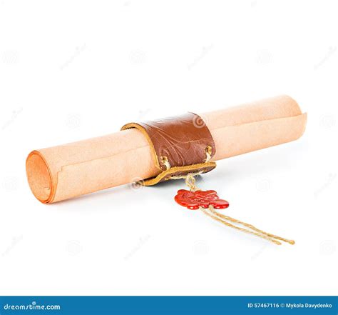 ancient scroll  wax seal  white stock photo image  ancient