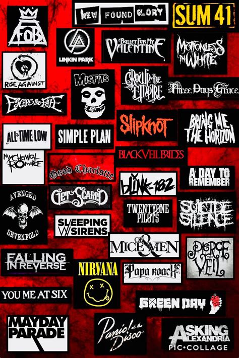 punk rock band logos collage