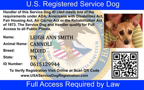 service dog id card  credential package usa service animal