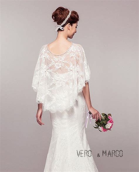 ivory romantic alencon lace bridal capelet lace cloak wedding cape cover up bolero schrug