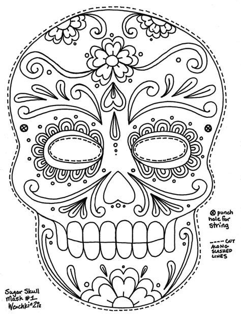 image result  day  dead printable masks skull coloring pages