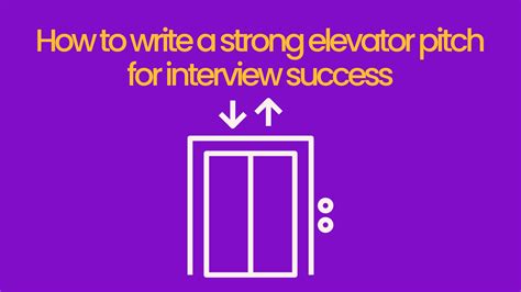 write  strong elevator pitch  interview success