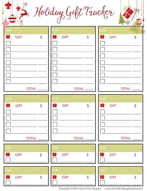 holiday gift tracker  printable included gift tracker holiday