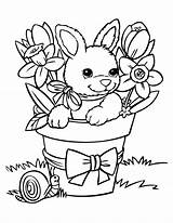 Coloring Baby Cute Rabbit Pages Printable Bunny Rabbits Color Kleurplaat Kids Flowers Hmcoloringpages Flower Cartoon Spring Gif sketch template