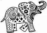 Elephant Tribal Henna Amusants Colorear Elefante Zen Elephants Elefantes Getdrawings Getcolorings sketch template