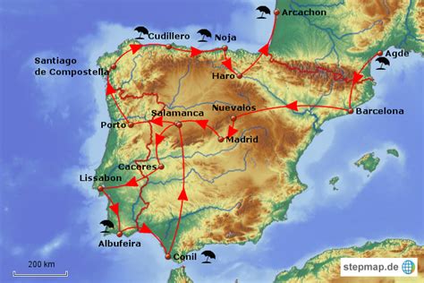 stepmap  rundreise landkarte fuer spanien