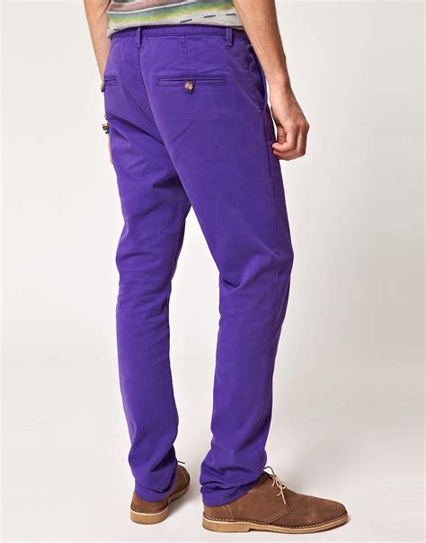 asos asos pantalon chino skinny violet chez asos