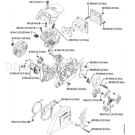 stihl ms  chainsaw ms  parts diagram ms  tightening torques