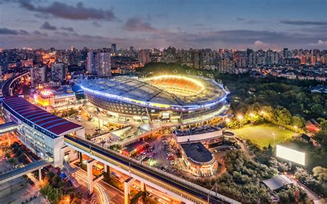 Download Wallpapers Hongkou Football Stadium Night