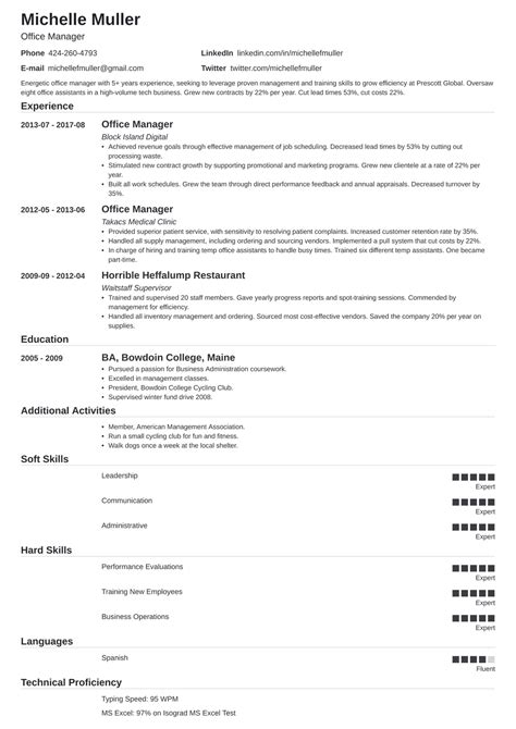 office manager resume examples writing guide