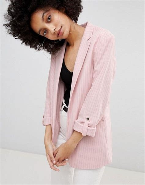 bershka longline stripe blazer coats  women jackets  women mantel cheap coats social