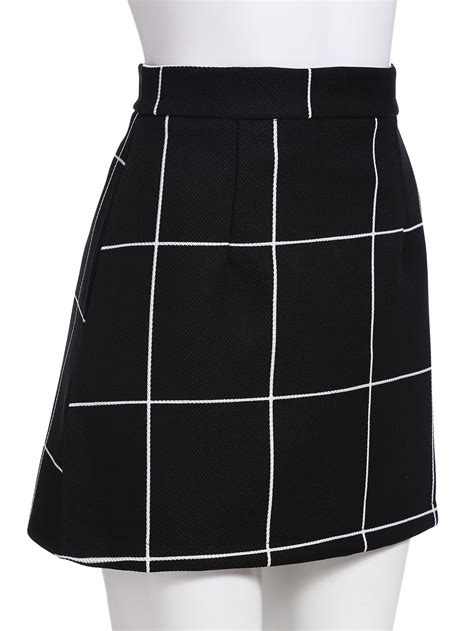 Black Plaid Mini Skirt Romwe