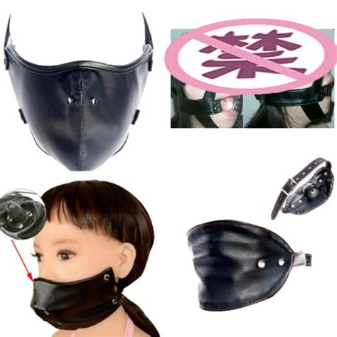 bdsm open mouth gag bondage head harness face mask with pug oral